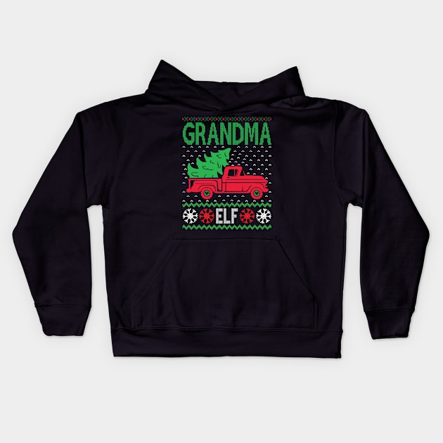 Grandma Elf ugly christmas sweater Kids Hoodie by MZeeDesigns